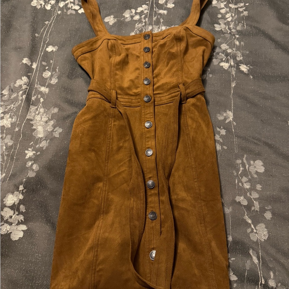 Abercrombie & Fitch Tan Suede Buttoned Mini Dress Size Small